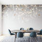 Preview: Esszimmer mit dem Motiv Design-Wandbespannung Blüten und Vögel als Designwandbespannung