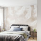 Preview: Schlafzimmer mit dem Motiv Federn als Designwandbespannung