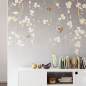 Preview: Sideboard mit dem Motiv Design-Wandbespannung Blüten und Vögel als Designwandbespannung