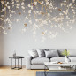 Preview: Wohnzimmer mit dem Motiv Design-Wandbespannung Blüten und Vögel als Designwandbespannung