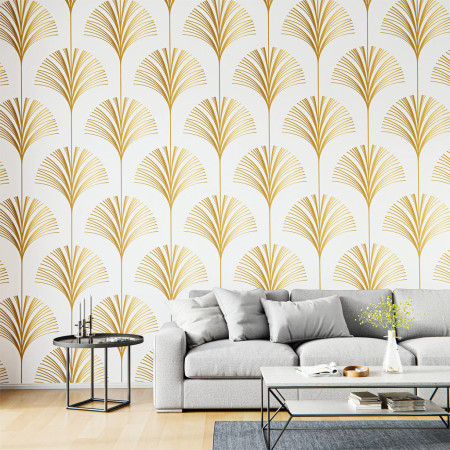 Design-Wandbespannung Goldene Blüten